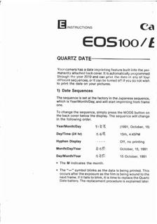 Canon EOS 100 manual. Camera Instructions.